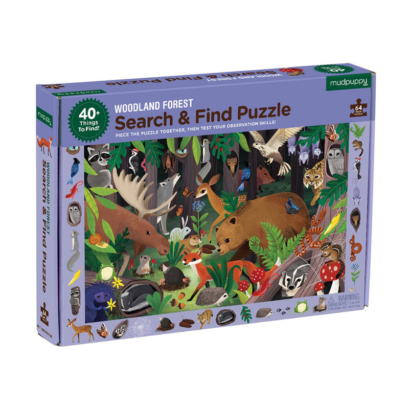 64 pc Search & Find Puzzle- Woodland Forest