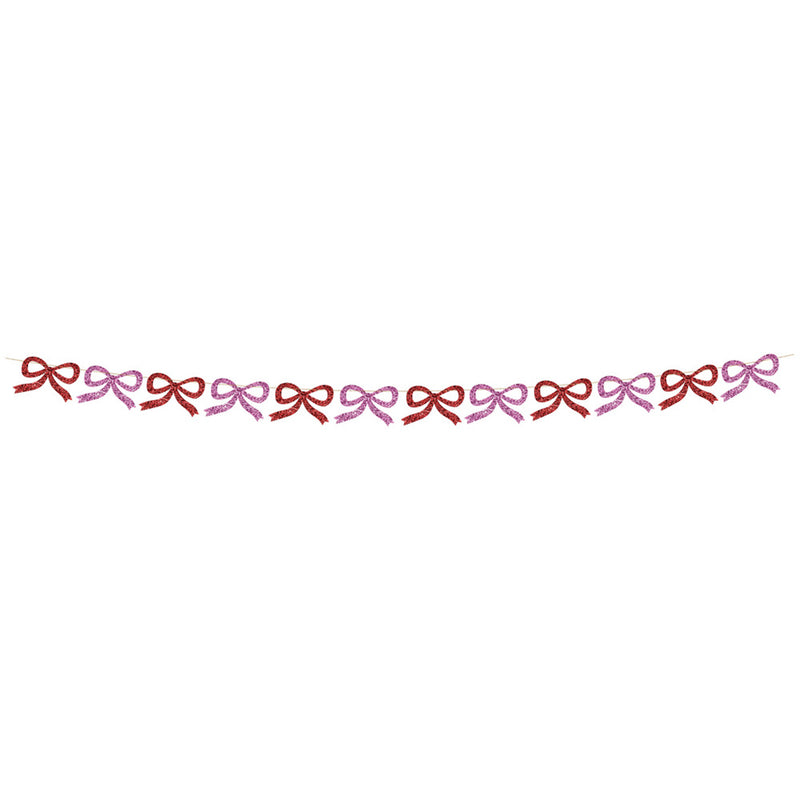 Red & Pink Bow Glitter Garland