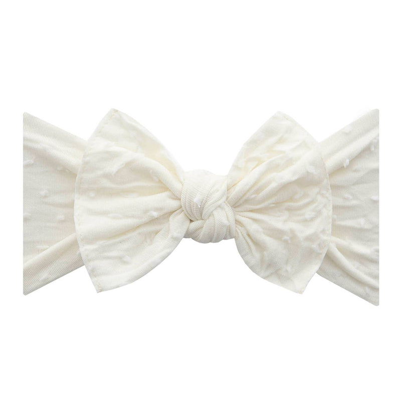 Patterned Shabby Knot Headband- Ivory Dot