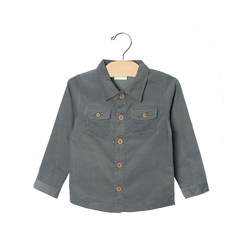 Button-Up Corduroy Shirt- Granite