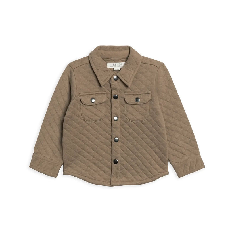 Liam Quilted Jacquard Collared Shirt - Taupe