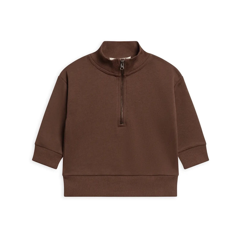 Mack Fleece Dropped Shoulder Half Zip Pullover - Chestnut