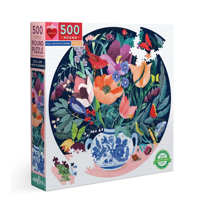 500 Pc Round Puzzle-Still Life with Flowers