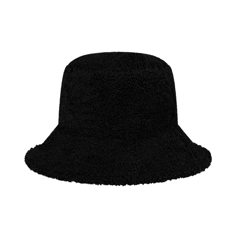 Women's Shearling Bucket Hat- Washed Black