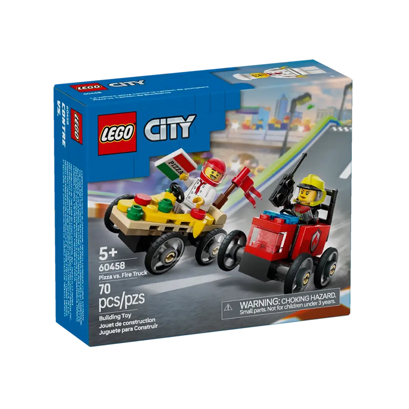 LEGO® City Pizza vs. Fire Truck Race Car