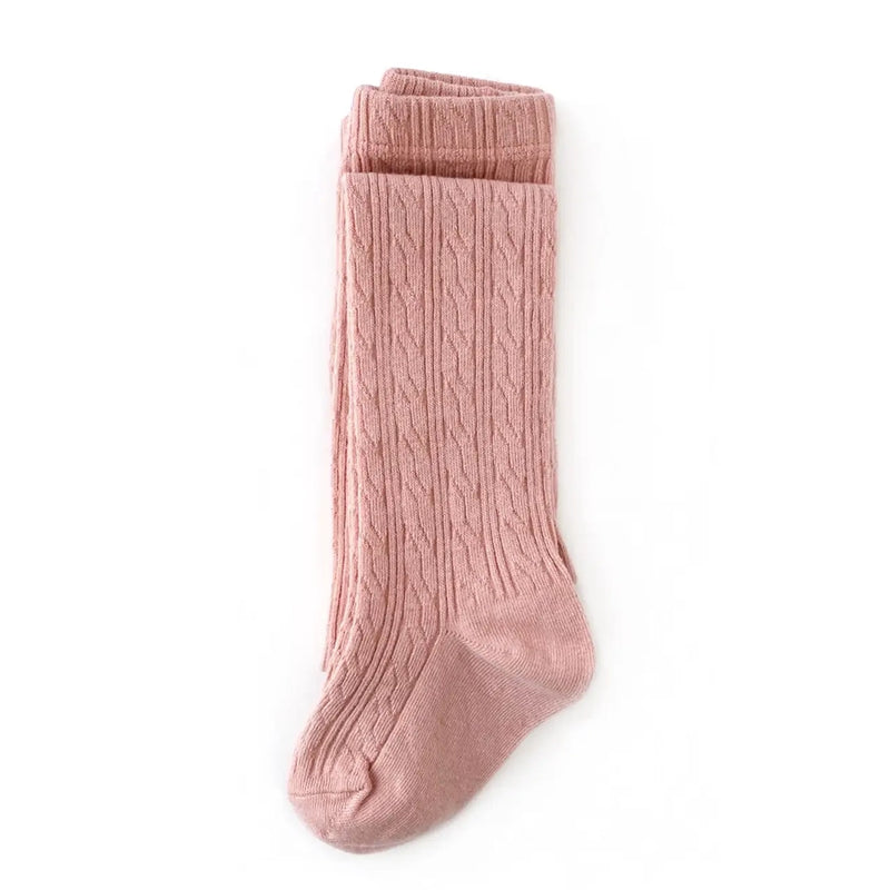 Cable Knit Tights- Blush