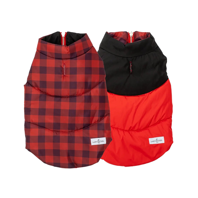 The Holly Jolly Reversible Puffer Vest for Dogs