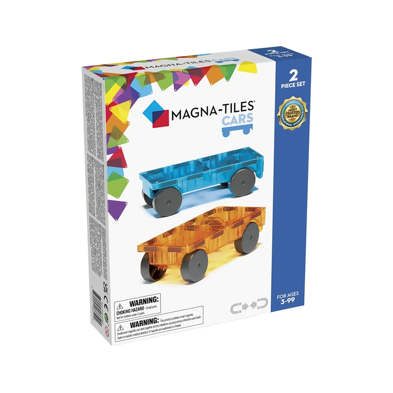 Magna-Tiles Cars 2-Piece Expansion Set- Blue & Orange