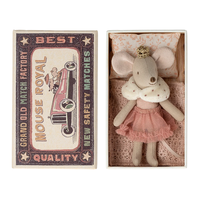 Little Sister Princess Mouse in Matchbox- Pink Dress