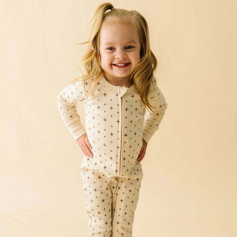 Organic 2-Way Zip Romper- North Star