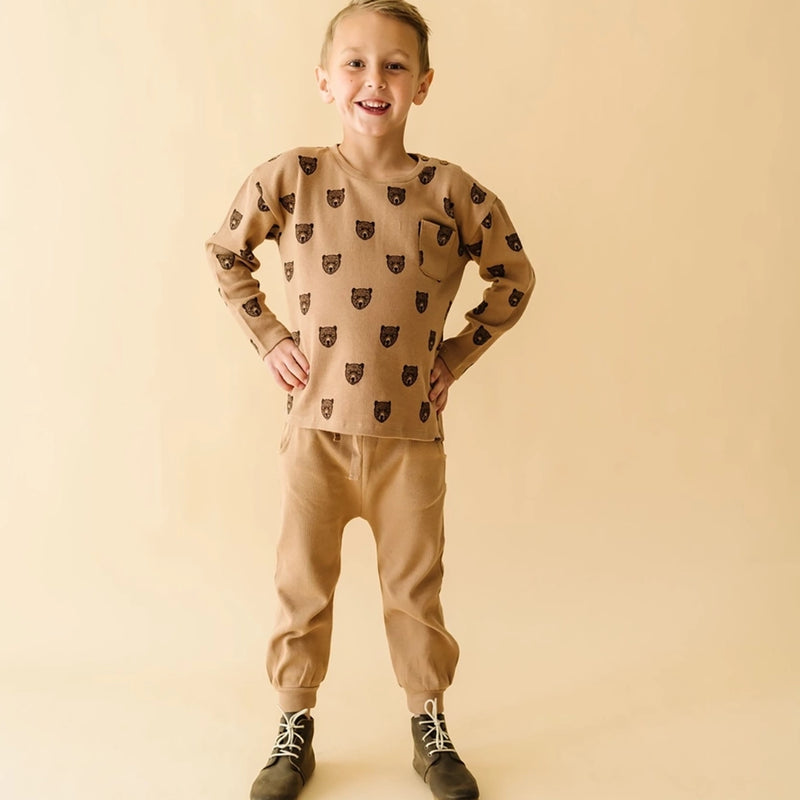 Organic Long Sleeve Tee & Pant Set- Wild Bear