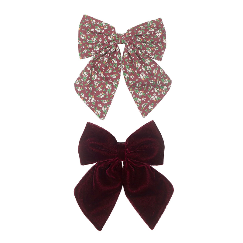 Agnes Oversized Bow Set- Burgundy