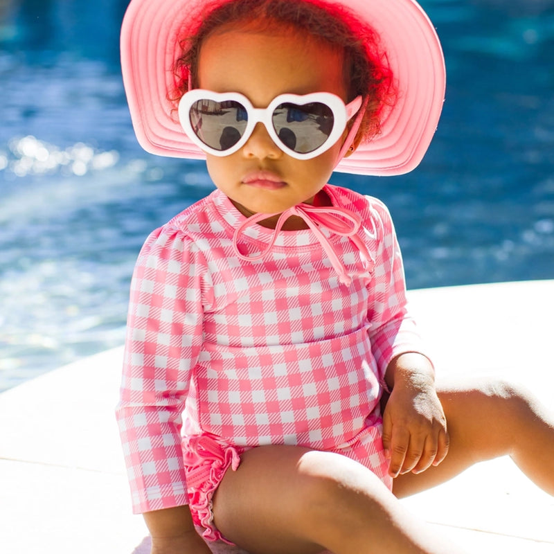 Bubblegum Gingham Long Sleeve Swimsuit