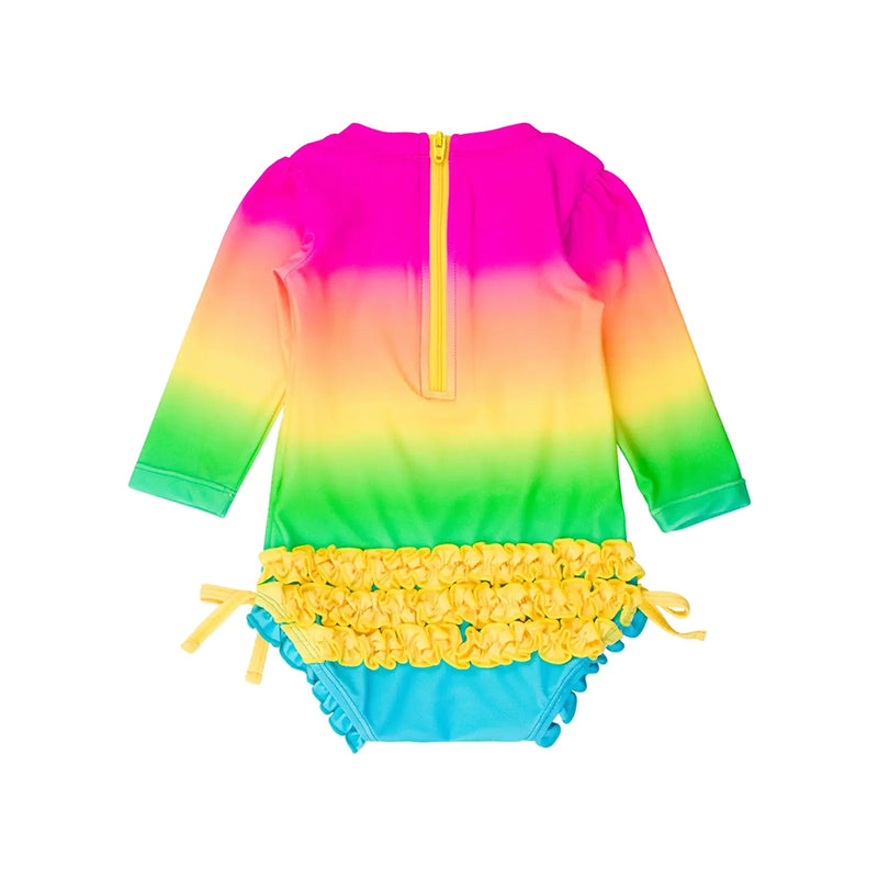 Neon Sunset Long Sleeve Swimsuit