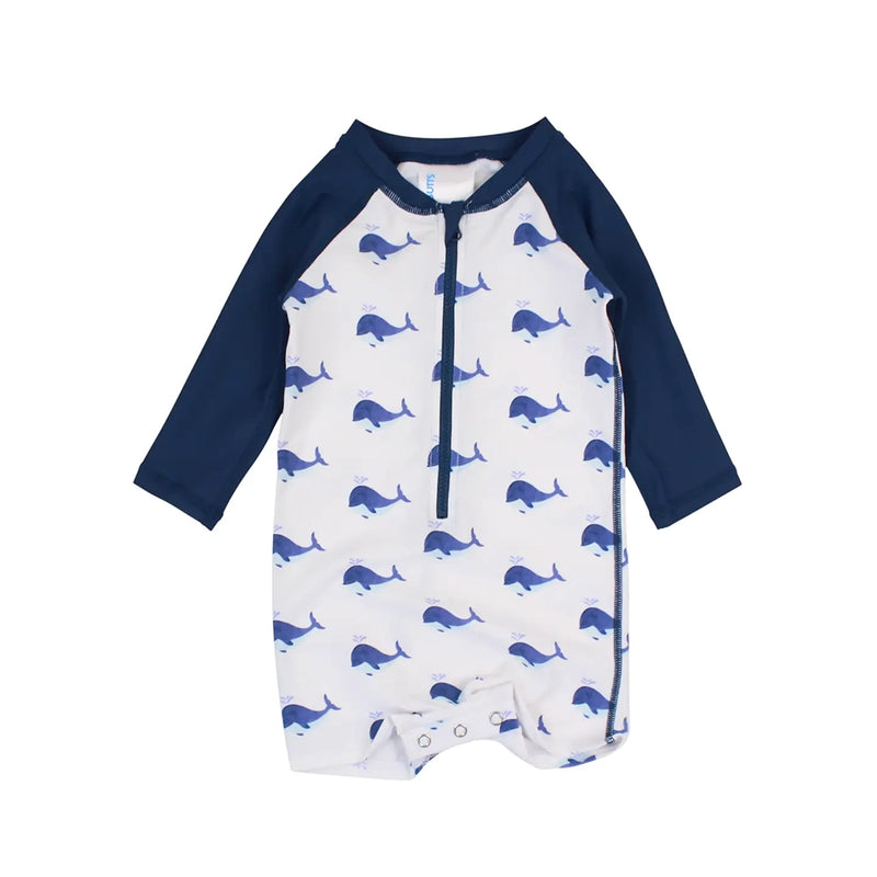 Whale Friends Long Sleeve Rashguard Swimsuit