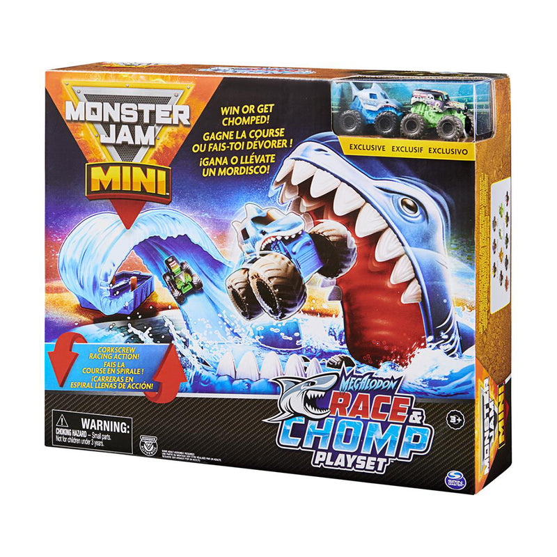 Monster Jam Mini Megalodon Race and Chomp Playset