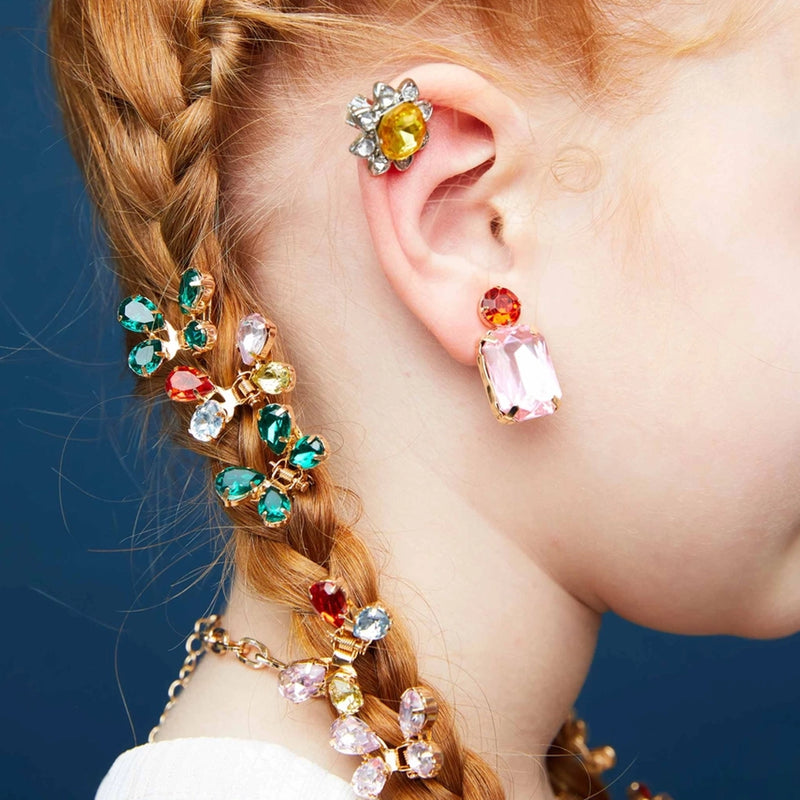 Clip On Earring Set- Multicolored Gems