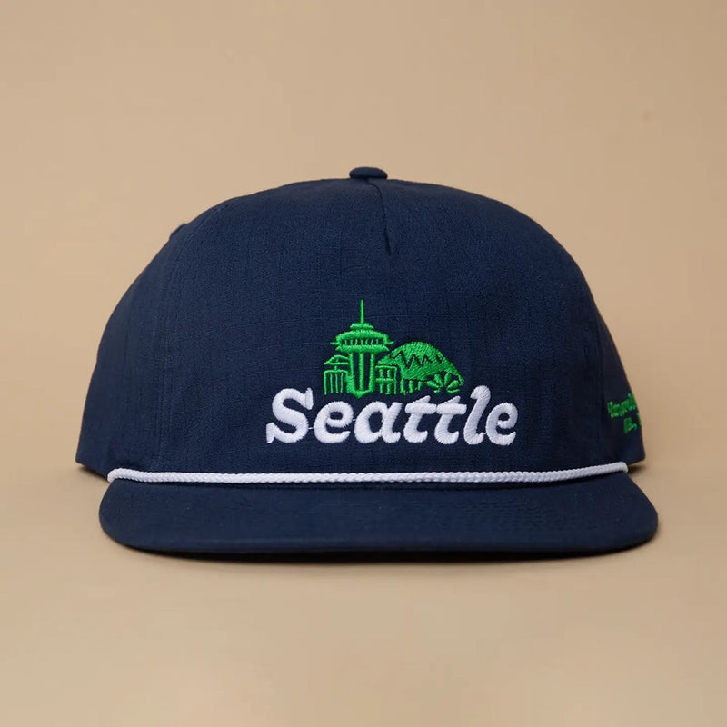 Seattle Skyline Rope Hat- Navy/White