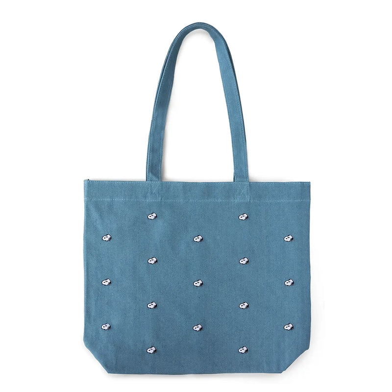 Snoopy Embroidered Denim Tote Bag